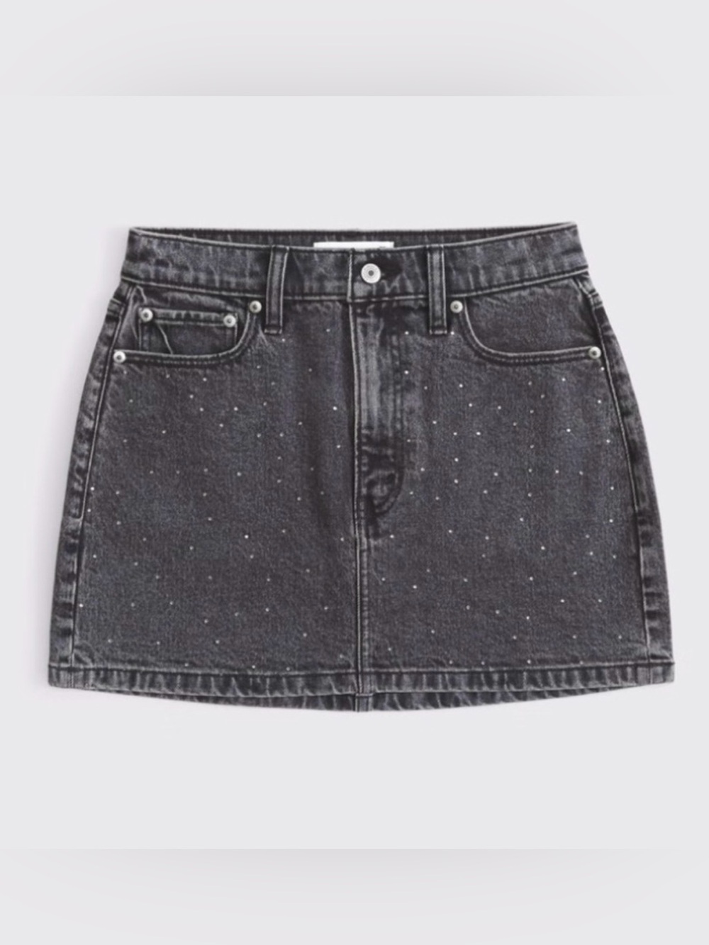 Abercrombie & Fitch Gray Embellished Black Denim Mini Skirt